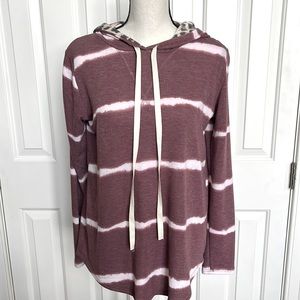 Lightweight striped and animal print hoodie. Size Large.